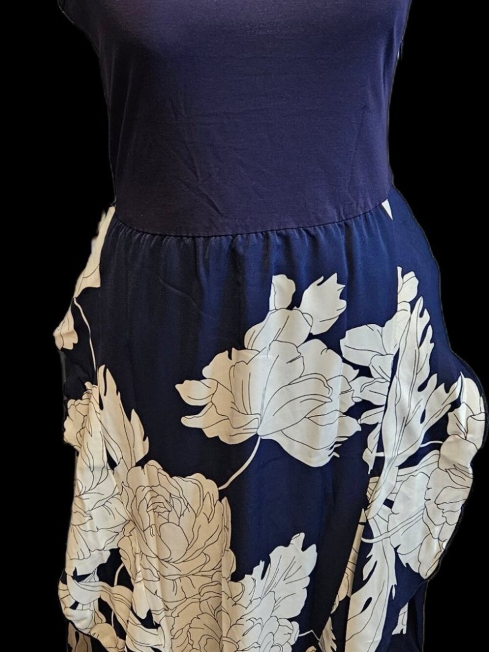 Size S BTFBM Navy Floral Fit and Flare Dress Side Zip NWT